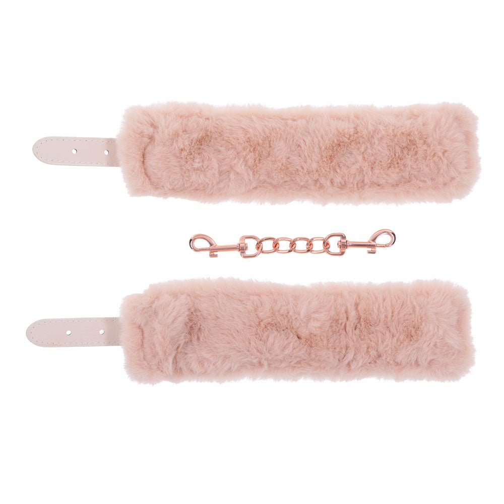Sex & Mischief Peaches n CreaMe Fur Handcuffs Peach Restraints